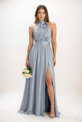 A-Line Maxi Luxe Satin Bridesmaid Dress CB0852 - COCOMELODY