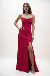 Sheath-Column Maxi Chiffon Bridesmaid Dress CB0855 - COCOMELODY