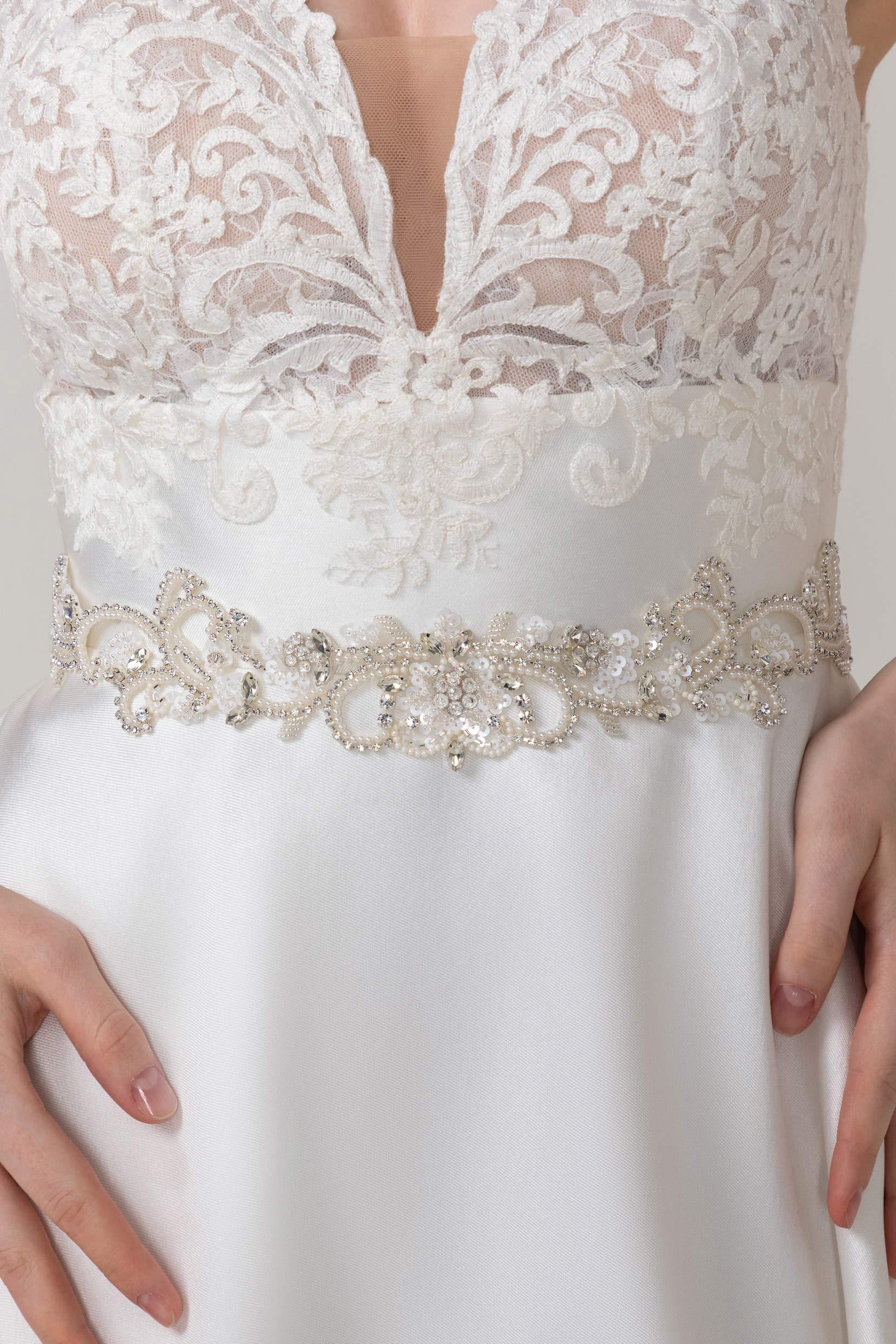 Ribbons Wedding Sash With Rhinestone and Sequins CC0074 - COCOMELODY