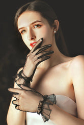 Fingertips Wrist Length Tulle Wedding Gloves CD0078 - COCOMELODY