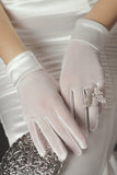 Fingertips Wrist Length Satin Wedding Gloves CD0080 - COCOMELODY