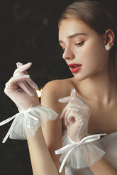 Fingertips Wrist Length Tulle Wedding Gloves CD0083 - COCOMELODY