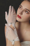 Fingertips Wrist Length Tulle Wedding Gloves CD0086 - COCOMELODY