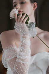 Fingerless Opera Length Tulle Wedding Gloves CD0099 - COCOMELODY