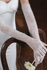 Fingertips Opera Length Lace Wedding Gloves CD0100 - COCOMELODY