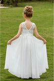 A-Line Floor Length Tulle Lace Flower Girl Dress CF0278 - COCOMELODY