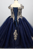 Ball Gown Floor Length Tulle Lace Flower Girl Dress CF0279 - COCOMELODY