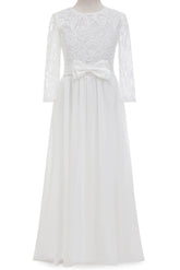 A-Line Floor Length Tulle Lace Flower Girl Dress CF0284 - COCOMELODY