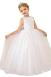 A-Line Floor Length Tulle Lace Flower Girl Dress CF0289 - COCOMELODY
