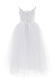 A-Line Floor Length Tulle Lace Flower Girl Dress CF0291 - COCOMELODY