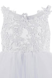 A-Line Floor Length Tulle Lace Flower Girl Dress CF0291 - COCOMELODY