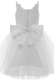 A-Line Knee Length Tulle Lace Flower Girl Dress CF0292 - COCOMELODY