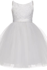 A-Line Knee Length Tulle Lace Flower Girl Dress CF0294 - COCOMELODY