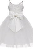 A-Line Knee Length Tulle Lace Flower Girl Dress CF0294 - COCOMELODY