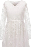 A-Line Floor Length Lace Flower Girl Dress CF0301 - COCOMELODY