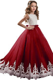A-Line Floor Length Tulle Lace Flower Girl Dress CF0305 - COCOMELODY