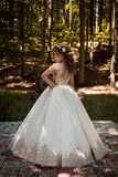 A-Line Floor Length Tulle Lace Flower Girl Dress CF0317 - COCOMELODY