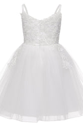 A-Line Knee Length Tulle Lace Flower Girl Dress CF0324 - COCOMELODY