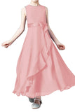A-Line Tea Length Chiffon Flower Girl Dress CF0332 - COCOMELODY