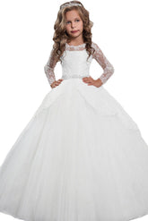 Ball Gown Floor Length Tulle Lace Flower Girl Dress CF0337 - COCOMELODY