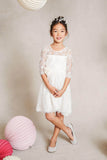 A-Line Knee Length Tulle Lace Flower Girl Dress CF0346 - COCOMELODY