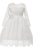 A-Line Knee Length Tulle Lace Flower Girl Dress CF0346 - COCOMELODY