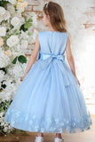 A-Line Midi Tulle Flower Girl Dress CF0349 - COCOMELODY