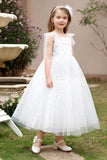 A-Line Midi Sparkling Tulle Flower Girl Dress CF0371 - COCOMELODY