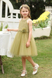 A-Line Midi Tulle Flower Girl Dress CF0373 - COCOMELODY