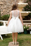 A-Line Midi Tulle Flower Girl Dress CF0376 - COCOMELODY