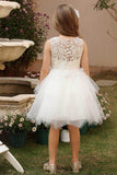 A-Line Midi Tulle Flower Girl Dress CF0377 - COCOMELODY