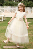 A-Line Midi Tulle Flower Girl Dress CF0382 - COCOMELODY
