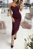 Trumpet-Mermaid Tea Length Elastic Satin Dress CG0147 - COCOMELODY