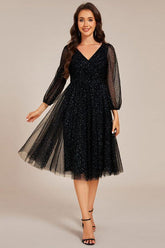 A-Line Midi Sparkling Tulle Dress CG0272 - COCOMELODY