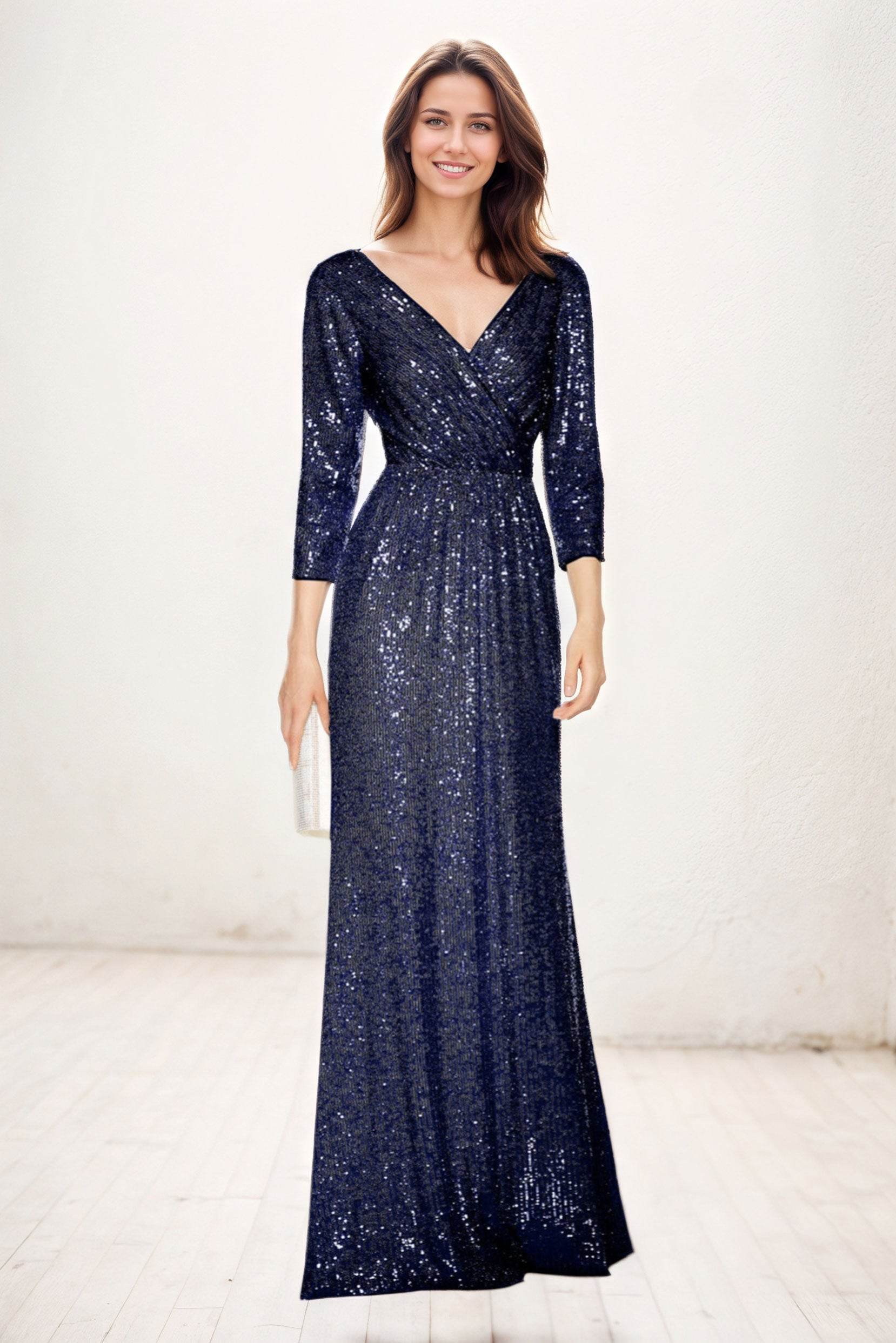 Sheath-Column Maxi Sequined Wedding Guest Dress CG0285 - COCOMELODY