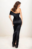 Trumpet-Mermaid Maxi Luxe Satin Wedding Guest Dress CG0294 - COCOMELODY