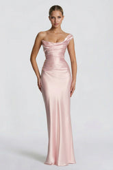 Sheath-Column Floor Length Acetate Satin Wedding Guest Dress CG0302