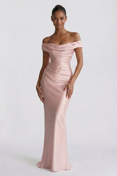 Sheath-Column Floor Length Acetate Satin Wedding Guest Dress CG0303