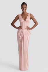 Sheath-Column Floor Length Acetate Satin Wedding Guest Dress CG0304