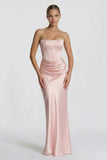 Sheath-Column Floor Length Acetate Satin Bridesmaid Dress CG0306BM