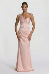 Sheath-Column Floor Length Acetate Satin Wedding Guest Dress CG0307