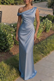Sheath-Column Floor Length Acetate Satin Bridesmaid Dress CG0309BM