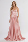 A-Line Floor Length Soft Satin Wedding Guest Dress CG0310