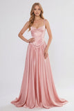 A-Line Floor Length Soft Satin Wedding Guest Dress CG0310