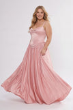 A-Line/Two Piece Floor Length Soft Satin Wedding Guest Dress CG0310