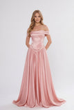 A-Line Floor Length Soft Satin Wedding Guest Dress CG0312
