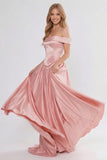 A-Line Floor Length Soft Satin Wedding Guest Dress CG0312