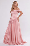A-Line/Two Piece Floor Length Soft Satin Wedding Guest Dress CG0312