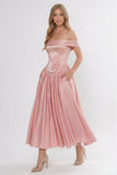 A-Line Ankle Length Soft Satin Wedding Guest Dress CG0313