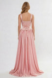 A-Line/Two Piece Floor Length Soft Satin Wedding Guest Dress CG0314